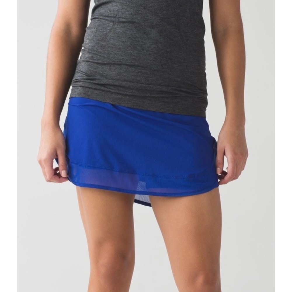 Lululemon Hotty Hot Skirt II Activewear Mesh Hem Sapphire Blue 6